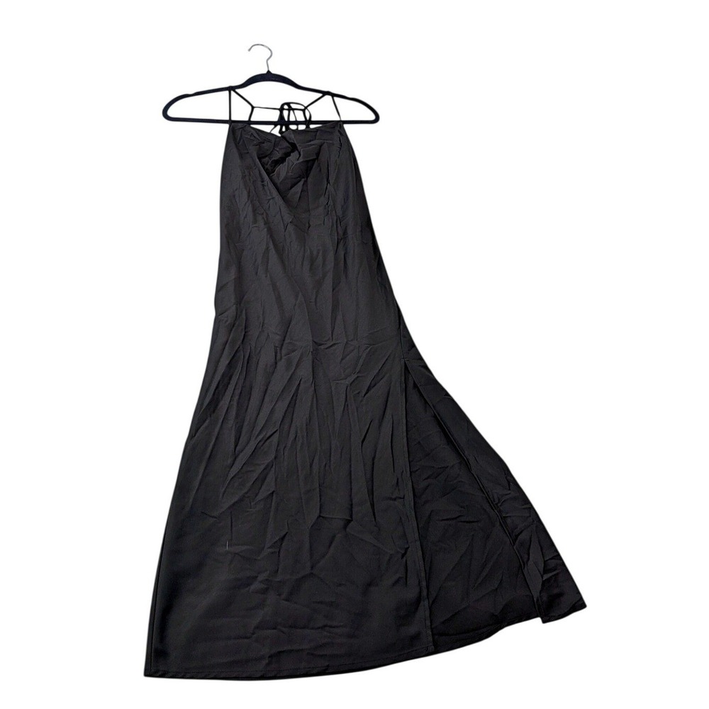 West of Melrose Maxi Dress Women Small Black Satin Strappy Back  Excellent